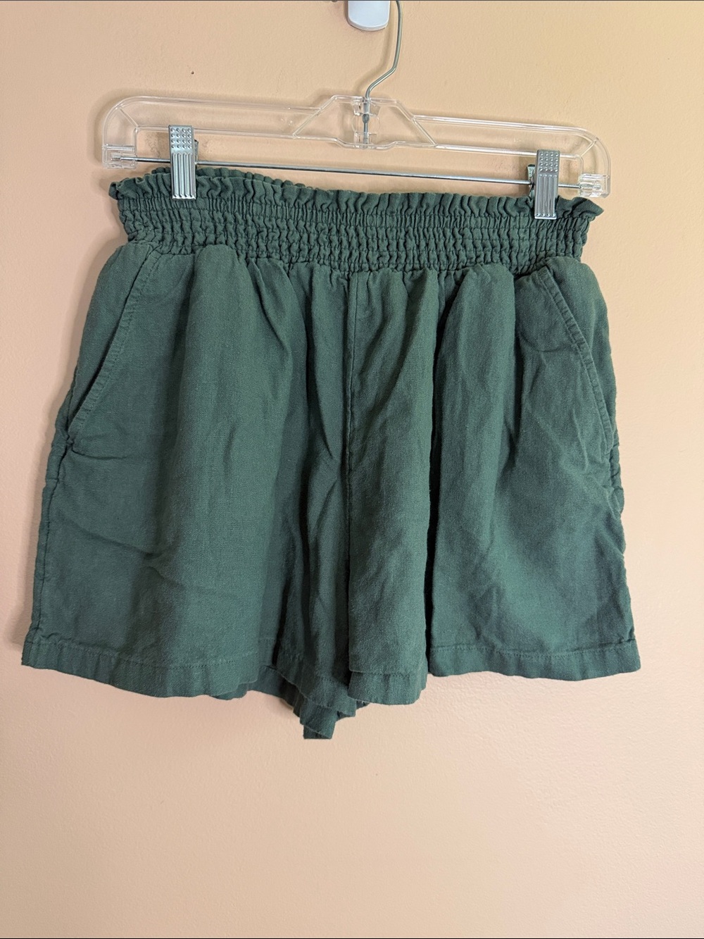 Universal Thread Forest Green Smocked High-Waist Shorts